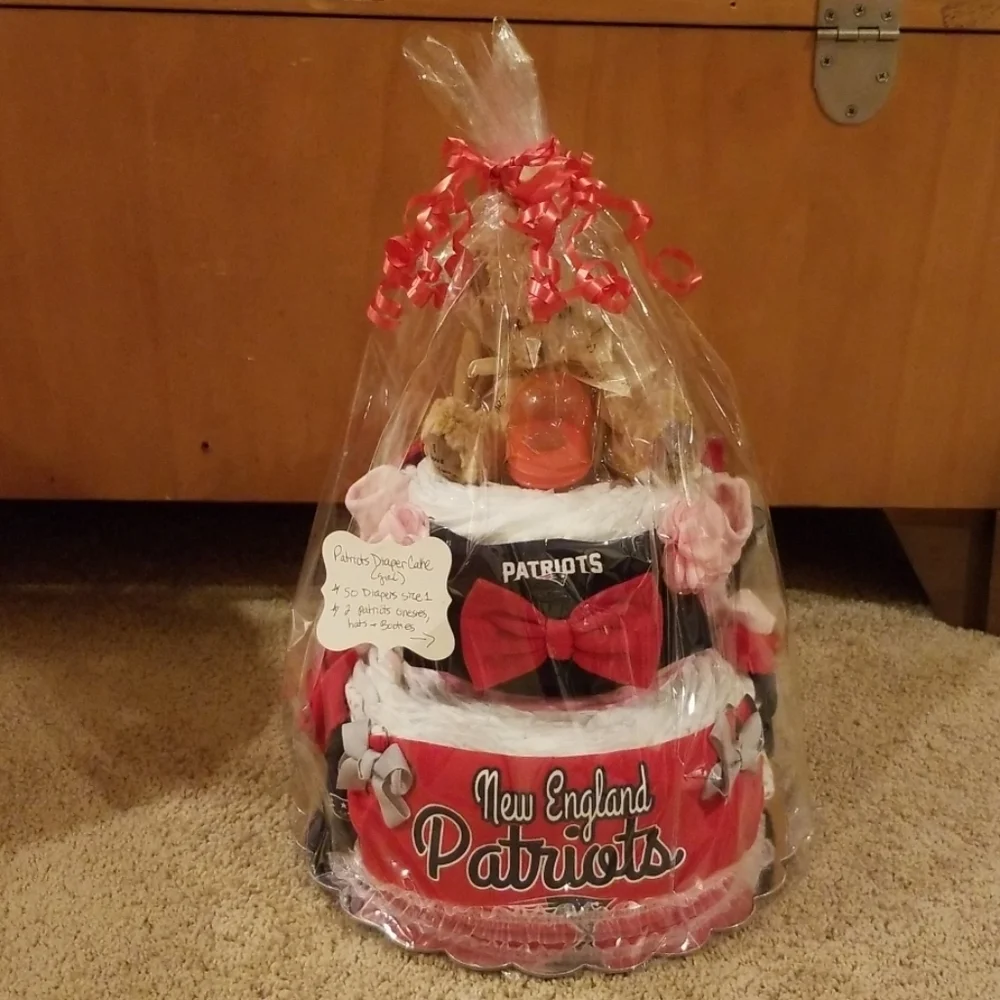Patriots New England Football Diaper Cake